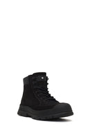Men's Black Lace-Up Zipper Nubuck Leather Casual Boot | Derimod Men's Black Lace-Up Zipper Nubuck Leather Casual Boot | Derimod