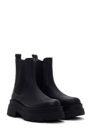 Women's Black Thick Soled Chelsea Leather Boots | Derimod Women's Black Thick Soled Chelsea Leather Boots | Derimod