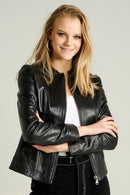 Glam Women's Leather Jacket | Derimod Glam Women's Leather Jacket | Derimod