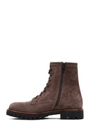 Women's Mink Zipper Thick Sole Suede Leather Ankle Boots | Derimod Women's Mink Zipper Thick Sole Suede Leather Ankle Boots | Derimod