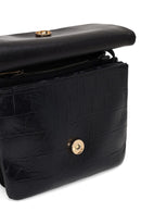Woman Black Croc-Embossed Crossbody Bag | Derimod Woman Black Croc-Embossed Crossbody Bag | Derimod