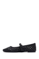 Women's Black Buckled Braided Ballerinas | Derimod Women's Black Buckled Braided Ballerinas | Derimod