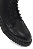 Men's Black Lace-Up Zipper Leather Casual Boot | Derimod Men's Black Lace-Up Zipper Leather Casual Boot | Derimod