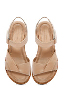 Women's Beige Strappy Leather Sandals | Derimod Women's Beige Strappy Leather Sandals | Derimod