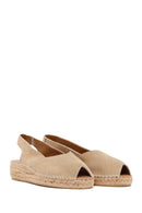 Women's Beige Suede Leather Espadrille Sandals | Derimod Women's Beige Suede Leather Espadrille Sandals | Derimod