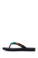 Women's Black Flip Flops with Stones | Derimod Women's Black Flip Flops with Stones | Derimod