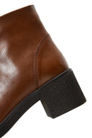 Woman Tan Zippered Chunky Heel Leather Casual Boots | Derimod Woman Tan Zippered Chunky Heel Leather Casual Boots | Derimod