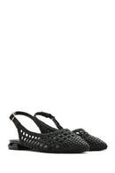 Women's Black Braided Open Back Ballerinas | Derimod Women's Black Braided Open Back Ballerinas | Derimod