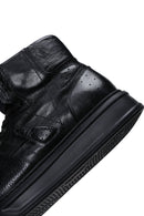 Men's Black Leather High Top Sneaker | Derimod Men's Black Leather High Top Sneaker | Derimod