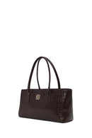 Woman Brown Croc-Embossed Shoulder Bag | Derimod Woman Brown Croc-Embossed Shoulder Bag | Derimod