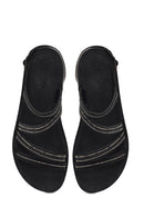 Women's Black Thick Soled Stoned Sandals | Derimod Women's Black Thick Soled Stoned Sandals | Derimod