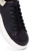 Kadın Siyah Bağcıklı Kalın Tabanlı Deri Sneaker | Derimod Kadın Siyah Bağcıklı Kalın Tabanlı Deri Sneaker | Derimod