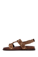 Women's Mink Stone Suede Leather Sandals | Derimod Women's Mink Stone Suede Leather Sandals | Derimod