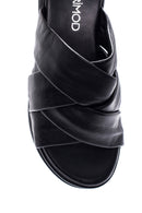 Women's Black Leather Casual Flat Slippers | Derimod Women's Black Leather Casual Flat Slippers | Derimod