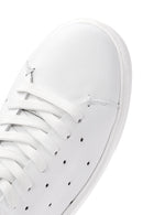 Erkek Beyaz Bağcıklı Kalın Tabanlı Deri Sneaker | Derimod Erkek Beyaz Bağcıklı Kalın Tabanlı Deri Sneaker | Derimod