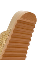 Women's Beige Straw Stone Slippers | Derimod Women's Beige Straw Stone Slippers | Derimod