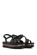 Women's Black Thick Soled Stoned Sandals | Derimod Women's Black Thick Soled Stoned Sandals | Derimod