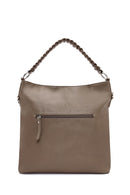 Woman Beige Short and Long-Strap Suede Shoulder Bag | Derimod Woman Beige Short and Long-Strap Suede Shoulder Bag | Derimod