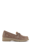 Women's Mink Suede Leather Buckle Comfort Casual Loafer | Derimod Women's Mink Suede Leather Buckle Comfort Casual Loafer | Derimod