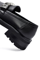 Woman Black Accessory Leather Masculine Loafer | Derimod Woman Black Accessory Leather Masculine Loafer | Derimod