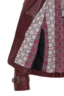 Paloma Women's Burgundy Short Oversize Biker Leather Jacket | Derimod Paloma Women's Burgundy Short Oversize Biker Leather Jacket | Derimod