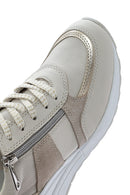 Kadın Bej Dolgu Topuklu Yandan Fermuarlı Deri Sneaker | Derimod Kadın Bej Dolgu Topuklu Yandan Fermuarlı Deri Sneaker | Derimod