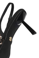 Woman Black Backless Sequin-Patterned Stiletto-Heel Shoes | Derimod Woman Black Backless Sequin-Patterned Stiletto-Heel Shoes | Derimod