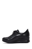 Women's Black Leather Wedge Heeled Comfort Shoes | Derimod Women's Black Leather Wedge Heeled Comfort Shoes | Derimod