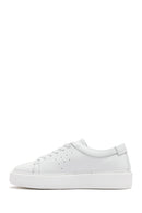 Men's White Lace-up Thick-Sole Leather Sneaker | Derimod Men's White Lace-up Thick-Sole Leather Sneaker | Derimod