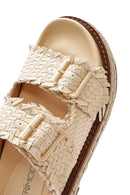 Women's Beige Thick Soled Metallic Slippers | Derimod Women's Beige Thick Soled Metallic Slippers | Derimod