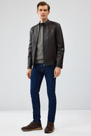 Owen Men's Brown Leather Coat | Derimod Owen Men's Brown Leather Coat | Derimod