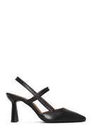 Woman Black Backless Heeled Leather Shoe | Derimod Woman Black Backless Heeled Leather Shoe | Derimod