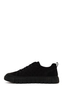 Erkek Siyah Bağcıklı Kalın Tabanlı Nubuk Deri Sneaker | Derimod Erkek Siyah Bağcıklı Kalın Tabanlı Nubuk Deri Sneaker | Derimod