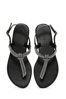 Women's Black Stone Flip Flops Sandals | Derimod Women's Black Stone Flip Flops Sandals | Derimod