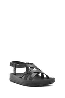 Women's Black Thick-Soled Metallic Sandals | Derimod Women's Black Thick-Soled Metallic Sandals | Derimod