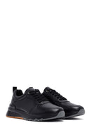 Men's Black Lace-Up Leather Casual Sneakers | Derimod Men's Black Lace-Up Leather Casual Sneakers | Derimod