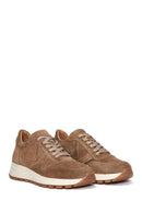 Women's Mink Lace-Up Suede Leather Sneakers | Derimod Women's Mink Lace-Up Suede Leather Sneakers | Derimod