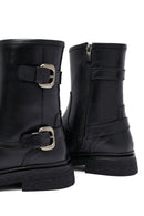 Woman Black Zippered Leather Boat | Derimod Woman Black Zippered Leather Boat | Derimod
