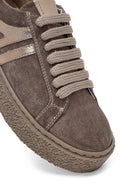 Kadın Vizon Bağcıklı Süet Deri Sneaker | Derimod Kadın Vizon Bağcıklı Süet Deri Sneaker | Derimod