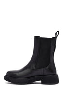Woman Black Thick Sole Leather Chelsea Boots | Derimod Woman Black Thick Sole Leather Chelsea Boots | Derimod
