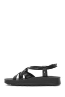 Women's Black Thick-Soled Metallic Sandals | Derimod Women's Black Thick-Soled Metallic Sandals | Derimod