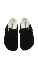 Women's Black Flat Slippers | Derimod Women's Black Flat Slippers | Derimod