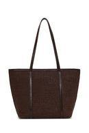Woman Brown Straw Shoulder Bag | Derimod Woman Brown Straw Shoulder Bag | Derimod