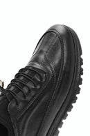 Erkek Siyah Bağcıklı Deri Casual Sneaker | Derimod Erkek Siyah Bağcıklı Deri Casual Sneaker | Derimod