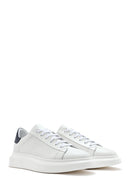 Erkek Beyaz Bağcıklı Kalın Tabanlı Deri Sneaker | Derimod Erkek Beyaz Bağcıklı Kalın Tabanlı Deri Sneaker | Derimod
