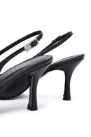Woman Black Slingback Stiletto Heel Leather Shoe | Derimod Woman Black Slingback Stiletto Heel Leather Shoe | Derimod