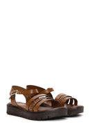 Kadın Taba Bilekten Bantlı Deri Bodrum Sandaleti | Derimod Kadın Taba Bilekten Bantlı Deri Bodrum Sandaleti | Derimod