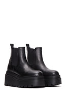 Women's Black Leather Thick Soled Chelsea Boots | Derimod Women's Black Leather Thick Soled Chelsea Boots | Derimod