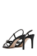 Women's Black Stone Thin Heel Sandals | Derimod Women's Black Stone Thin Heel Sandals | Derimod