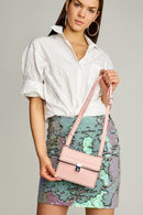 Pink Women's Crossbody Bag with Staple Detail | Derimod Pink Women's Crossbody Bag with Staple Detail | Derimod